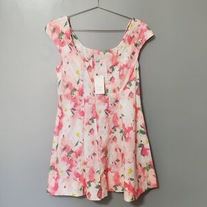 NWT A New Day Cotton Fit and Flare Pink Floral Womens Dress Size 6